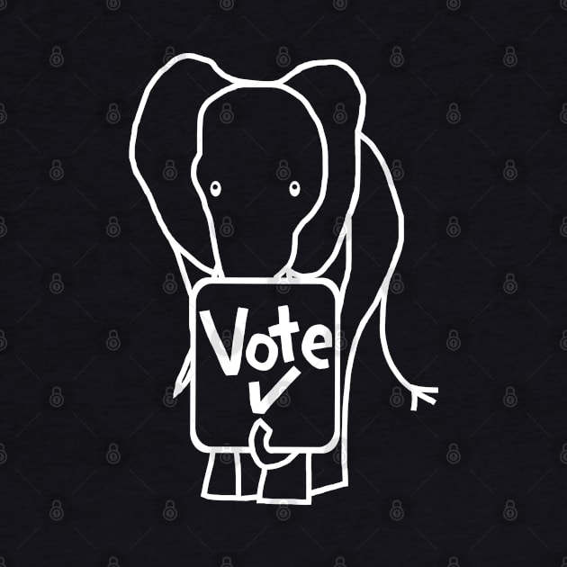 White Line Big Elephant Politics says Vote by ellenhenryart